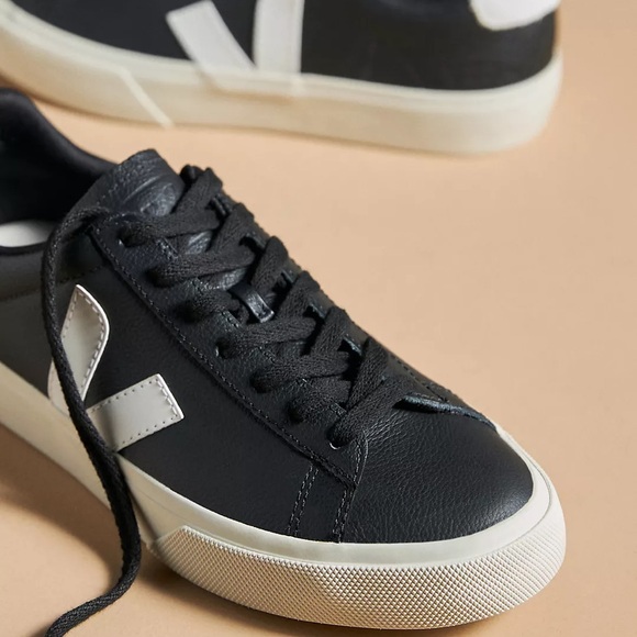 VEJA CAMPO LEATHER BLACK AND WHITE SNEAKERS 37 6 - Picture 4 of 11